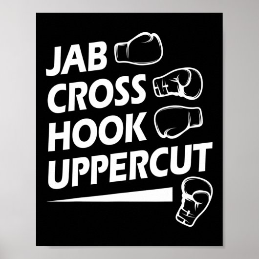 Poster Boxe Sport Jab Cross Hook Uppercut Boxer Birthda (Devant)
