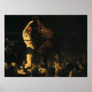 Poster Boxe sportive vintage, des boxeurs s'affrontent su