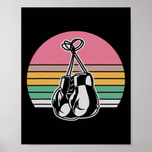 Poster Boxe Style Rétro Gants Coucher de soleil Vintage