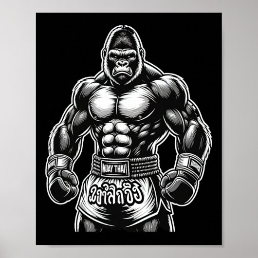 Poster Boxe Thaïlandaise Et Kickboxing - Muay Thai Gorill (Devant)