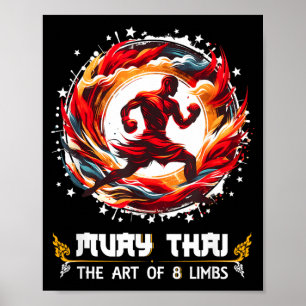 Poster Boxe Thaïlandaise MMA Kickboxing Art des Huit Memb