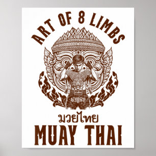 Poster Boxe thaïlandaise Muay Thai Boxeur Art des 8 membr