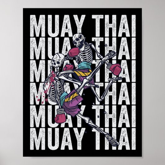 Poster Boxe thaïlandaise, Muay Thai Skeletons, Muay Th (Devant)