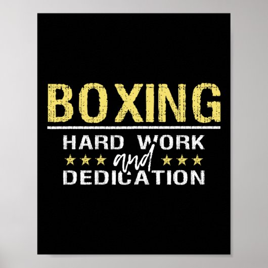 Poster Boxe Travail Dur Et Dédication - Gym Métro Kickbox (Devant)