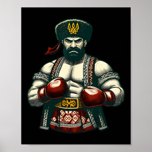 Poster Boxe ukrainienne Ukraine Kozak Boxeur Hommes 
