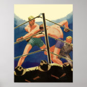 Poster Boxe vintage, Boxers pendant un match (Devant)