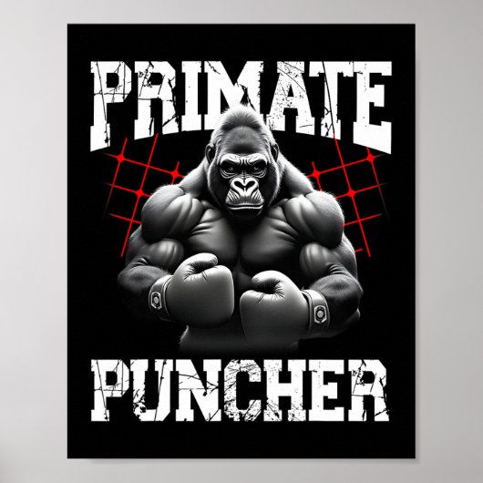 Poster Boxer à gorille musculaire à poinçonnets Primate A (Devant)