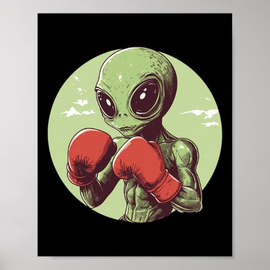 Poster Boxer Alien Prêt À Combattre En Gants (Devant)