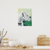 Poster Boxer blanc Chien Art Imprimer (Cuisine)