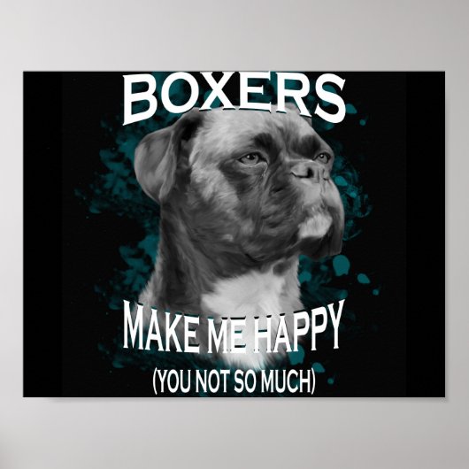 Poster Boxer Chien Amoureux des animaux Texte d'art (Devant)