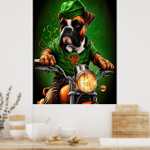 Poster Boxer Chien Conduite Vélo St. Patrick's Day (Cuisine)