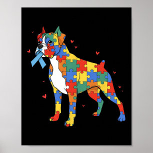 Poster Boxer Chien Puzzle Sensibilisation sur l'autisme A
