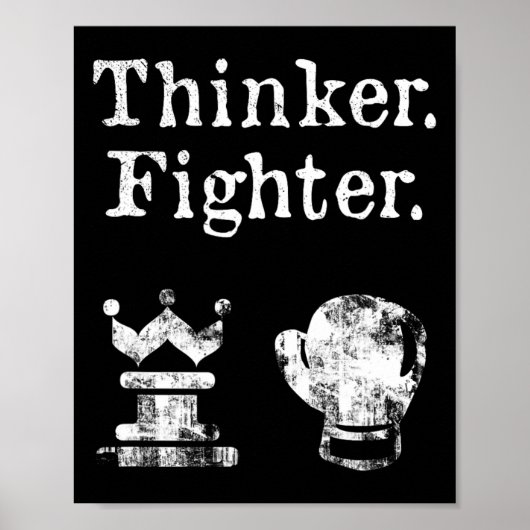 Poster Boxer d'échecs Thinker Boxer Chess Gif d'échecs (Devant)