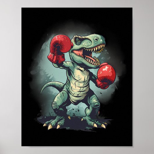 Poster Boxer Dinosaur Boxing Dino Kickboxing T-rex Boxing (Devant)