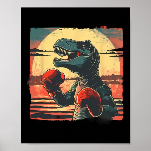 Poster Boxer Dinosaur Boxing Dino Kickboxing T-rex Boxing (Devant)