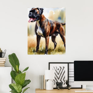Poster Boxer Dog à l'aquarelle