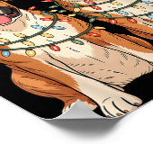 Poster Boxer Dog Christmas Santa Hat Reindeer Lights Paja (Coin)