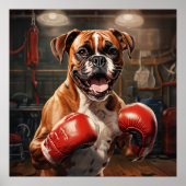 Poster Boxer Dog Practicing Box dans la salle de gym Vint (Devant)