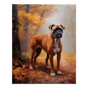 Poster Boxer en automne Feuilles automne Inspire