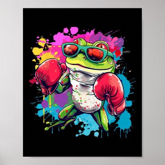 Poster Boxer Frog With Boxing Gloves Kickboxing Funny Box (Devant)