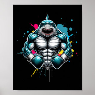 Poster Boxer Funny Shark Boxer Idéal Pour Amateur De Boxe