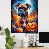 Poster Boxer Halloween avec la peur Citrouille (Bureau à domicile)