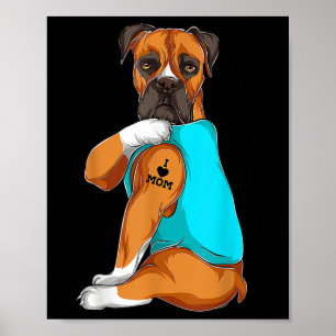 Poster Boxer I Love Maman Tattoo Vêtements, Chien Maman C