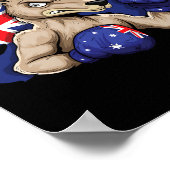 Poster Boxer Kangaroo Boxer Drapeau Australien Love Austr (Coin)
