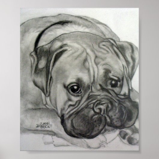 Poster "Boxer Love" - Oeuvre originale de Carol Zeock (Devant)