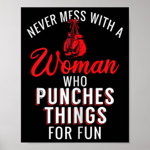 Poster Boxer Ne Met Jamais Le Mess Avec Une Femme Qui Pun