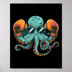 Poster Boxer Octopus Lover Ocean Sea Creator Funny Boxin