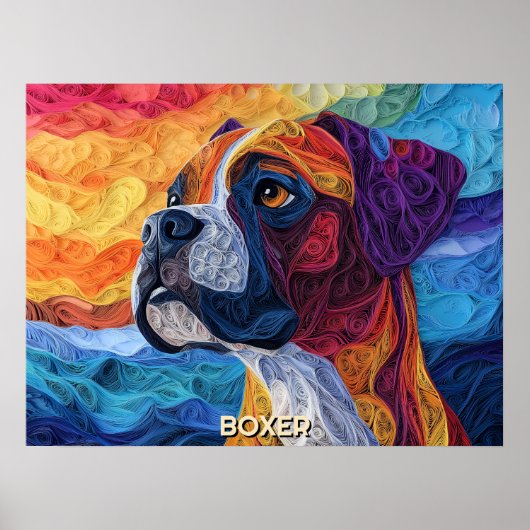 Poster Boxer papier Quilling Art Chien Portrait (Devant)