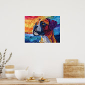 Poster Boxer papier Quilling Art Chien Portrait (Cuisine)