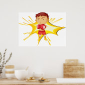 Poster Boxer pour enfants en gants et shorts rouges (Cuisine)