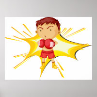 Boxer pour enfants en gants et shorts rouges