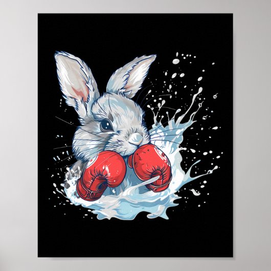 Poster Boxer Rabbit With Boxing Gloves Kickboxing Funny B (Devant)