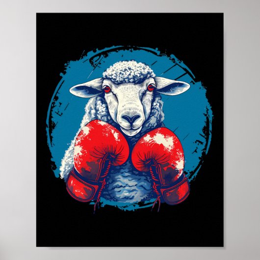 Poster Boxer Sheep With Boxing Gloves Kickboxing Funny Bo (Devant)