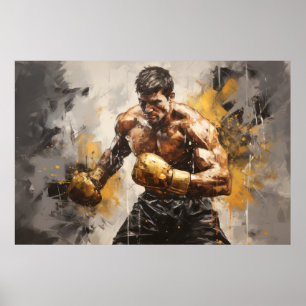 Poster Boxer Sport Peinture Art Décor Abstrait