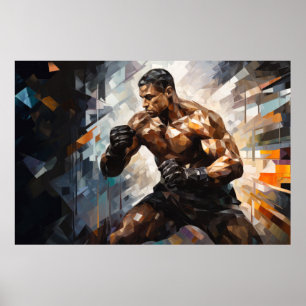 Poster Boxer Sport Peinture Art Décor Abstrait
