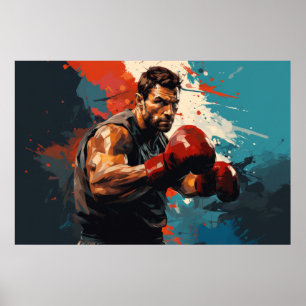 Poster Boxer Sport Peinture Art Décor Abstrait