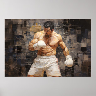 Poster Boxer Sport Peinture Art Décor Abstrait