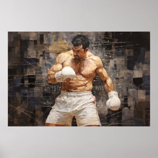 Poster Boxer Sport Peinture Art Décor Abstrait (Devant)