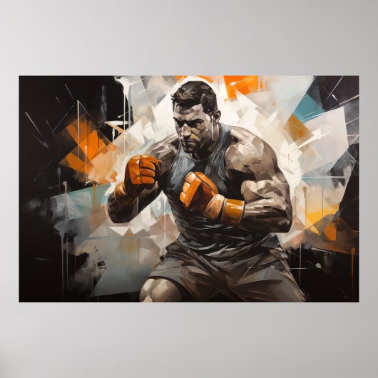 Poster Boxer Sport Peinture Art Décor Abstrait (Devant)