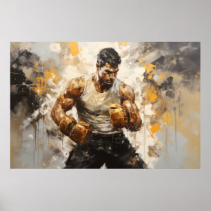 Poster Boxer Sport Peinture Art Décor Abstrait