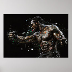 Poster Boxer Sport Peinture Art Décor Abstrait
