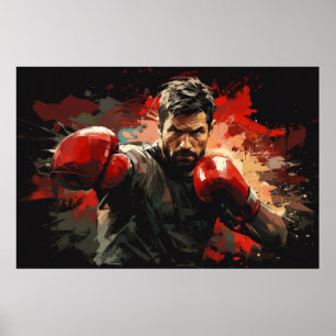 Poster Boxer Sport Peinture Art Décor Abstrait