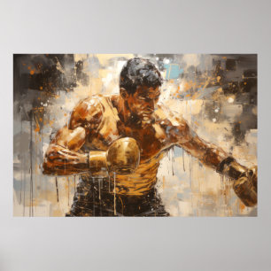 Poster Boxer Sport Peinture Art Décor Abstrait