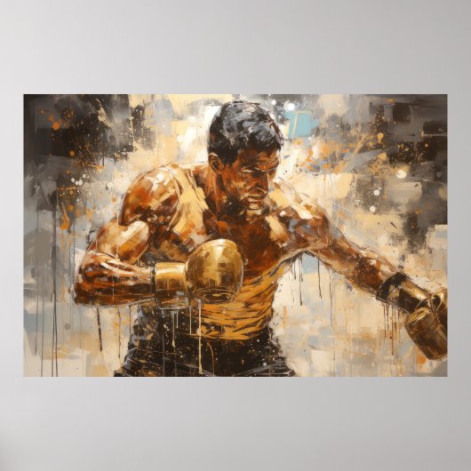 Poster Boxer Sport Peinture Art Décor Abstrait (Devant)