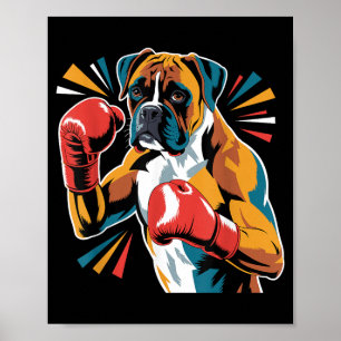 Poster Boxeur de kickboxing amateurs de chiens de boxe dr