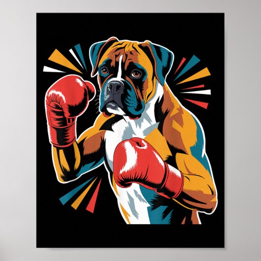 Poster Boxeur de kickboxing amateurs de chiens de boxe dr (Devant)